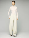 Wool Blend High-Waist Crease-Front Wide-Leg Pants