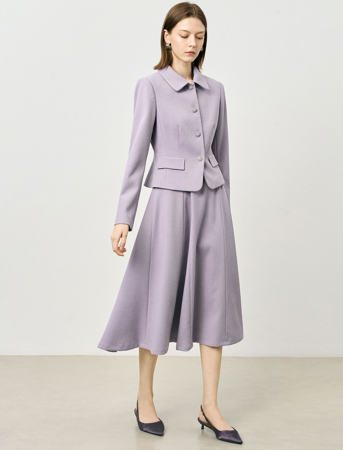 Single Breasted Collared Long Sleeve Jacket
