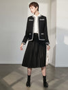 Wool Blend Braided-Trim Hook-Front Fitted Jacket