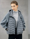 Hooded Quilted Drawstring Zip-Front Cropped Jacket