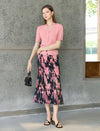 V-Neck Cable-Knit Short Sleeve Top