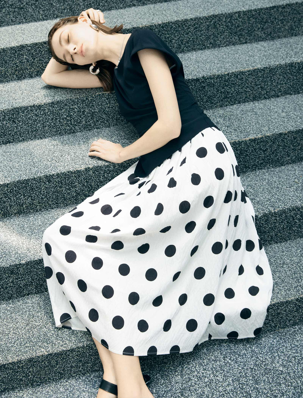 Black & White Polka Dot Midi Dress