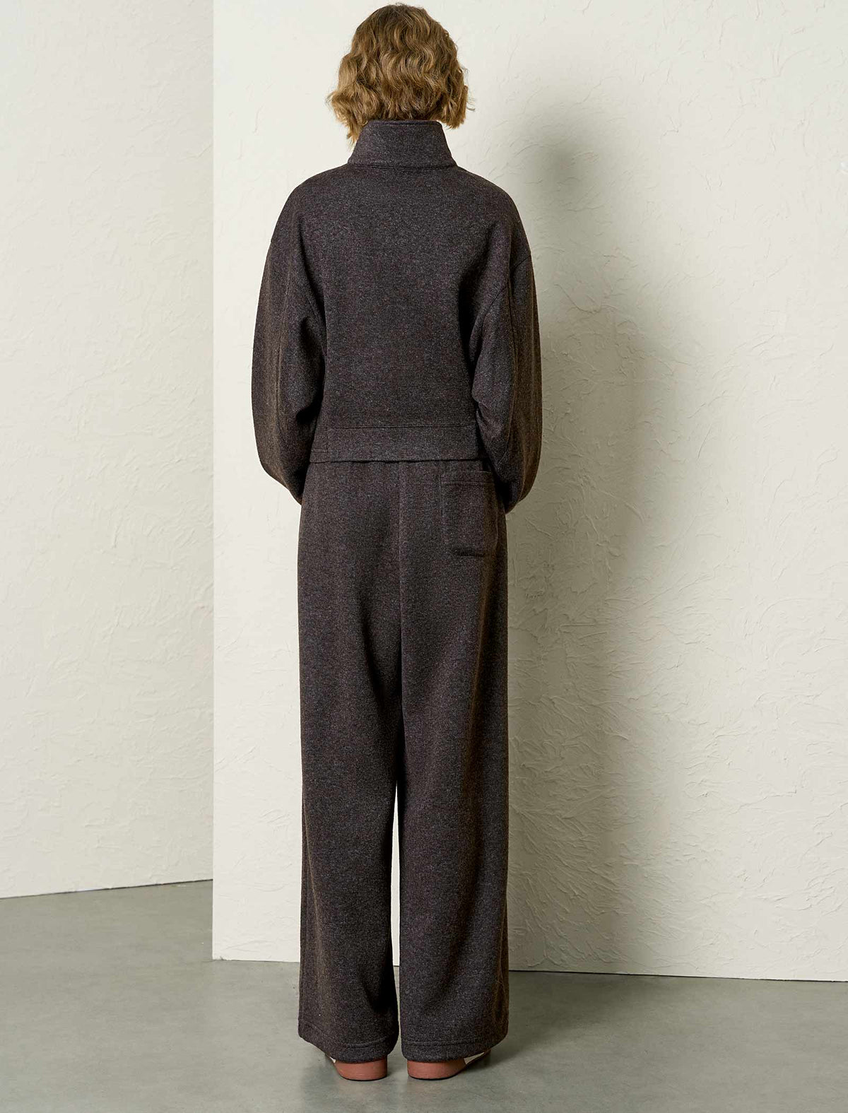 Heathered Wool-Blend Zip-Up Tracksuit Set