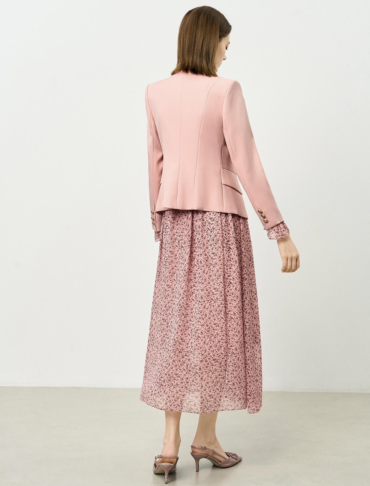 Single-Button Blazer with Notched Lapel