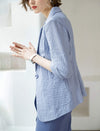 Light Blue Striped 3/4 Sleeve Blazer