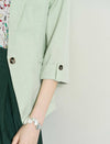 Light Sage 3/4 Sleeve Casual Blazer
