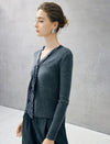 Wool Blend Ribbed V-Neck Top with Detachable Leopard Scarf