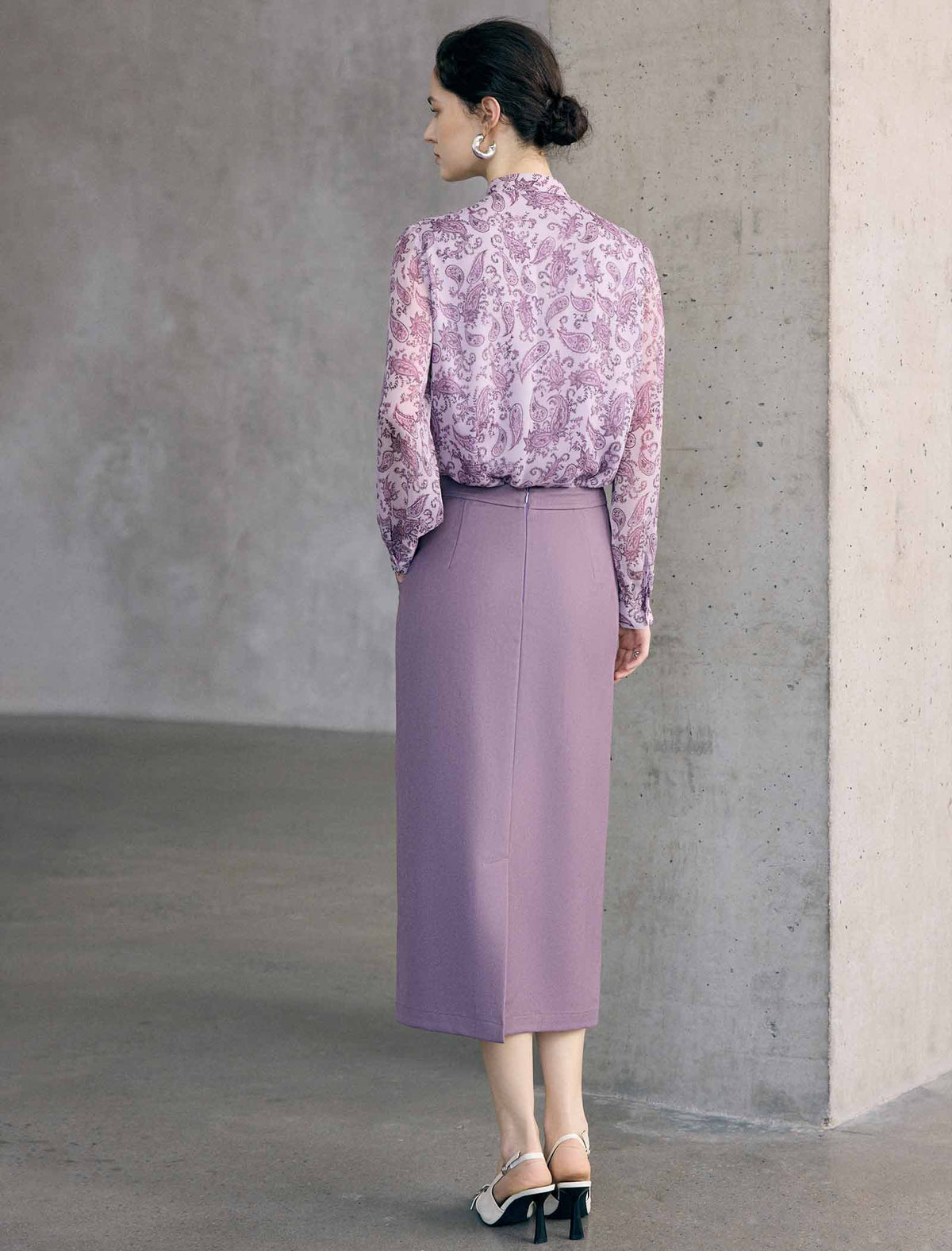 High Waist Tailored Straight Midi Skirt