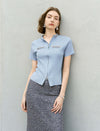 Embellished Zip Front Knit Top
