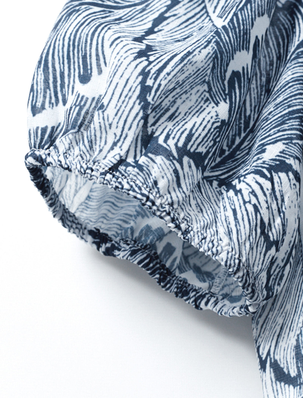 Leaf Print Puff Sleeve Midi Dress