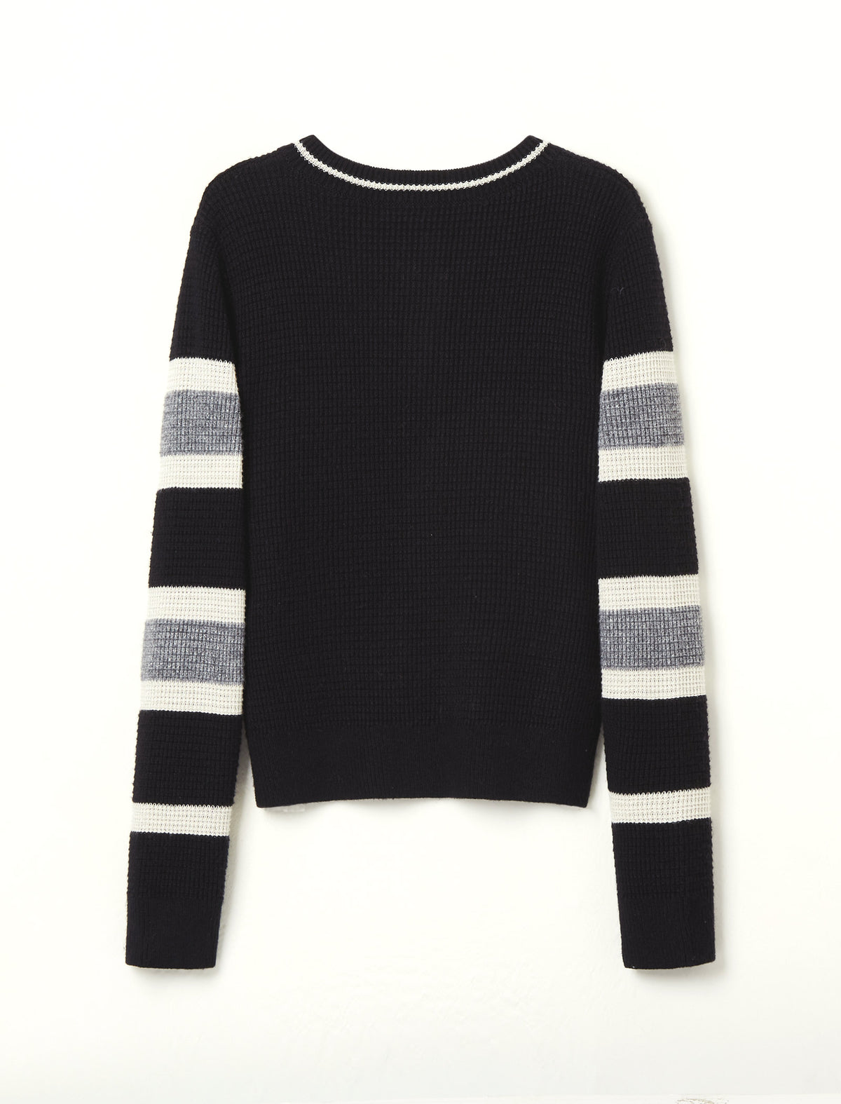 Black White Striped Loose Knit Sweater