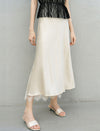Solid Color Lace Hem Midi Skirt
