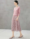 Dusty Pink Lace Pleated Midi Skirt