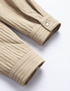 Vertical Textured Dual Chest Pocket Oversized Button Down Shirt