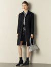 Black Stand-Collar Single-Breasted Trench Coat