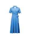 French Lapel Wrap Waist Midi Dress