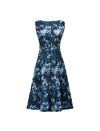 Sleeveless Floral Print Fit-and-Flare Midi Dress