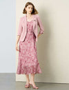 Dusty Pink Single Button Rolled Cuff 3/4 Sleeve Blazer