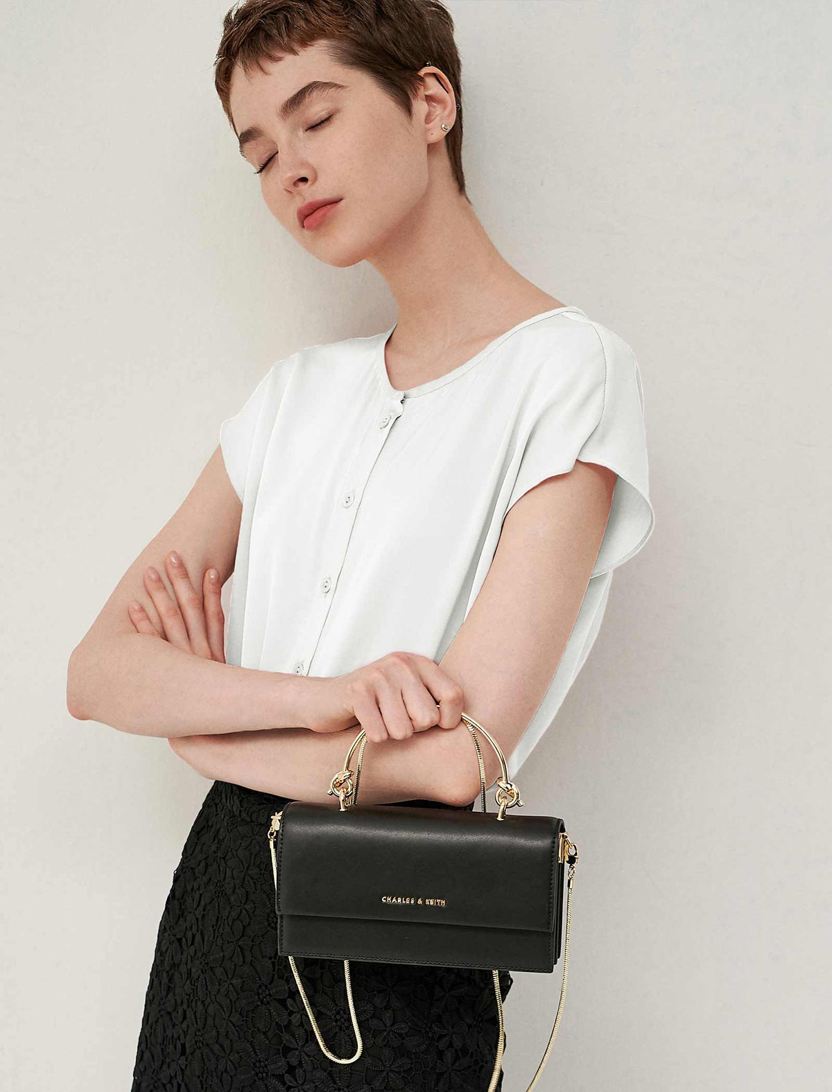 Silk Button Detail Flutter Sleeve Shirt