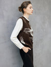Wool Blend Jacquard Crewneck Sleeveless Knit Vest