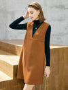 Wool Blend Knit V-Neck Sleeveless Dress