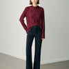 Textured Mock Neck Top - Wine Red