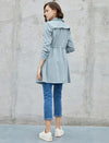 Drawstring Waist Double-Breasted Long Sleeve Trench Coat