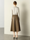 A-Line PU Leather Midi Skirt