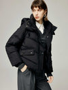 Quilted Zip-Front Pocket Detail Down Jacket