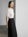 Black Textured Jacquard Skirt