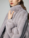 Stand-Collar Balloon-Sleeve Zip-Front Cropped Jacket