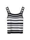 Striped Knit Square Neck Slim Fit Tank Top