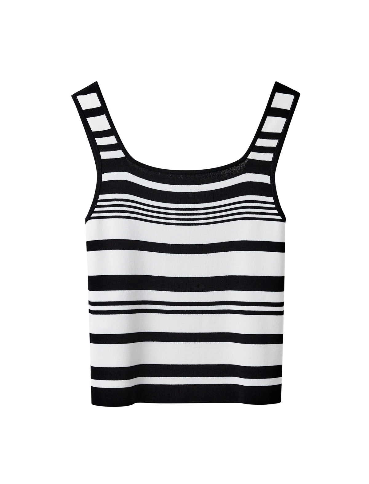 Striped Knit Square Neck Slim Fit Tank Top