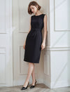 Solid Color Self-Belt Sleeveless Dress