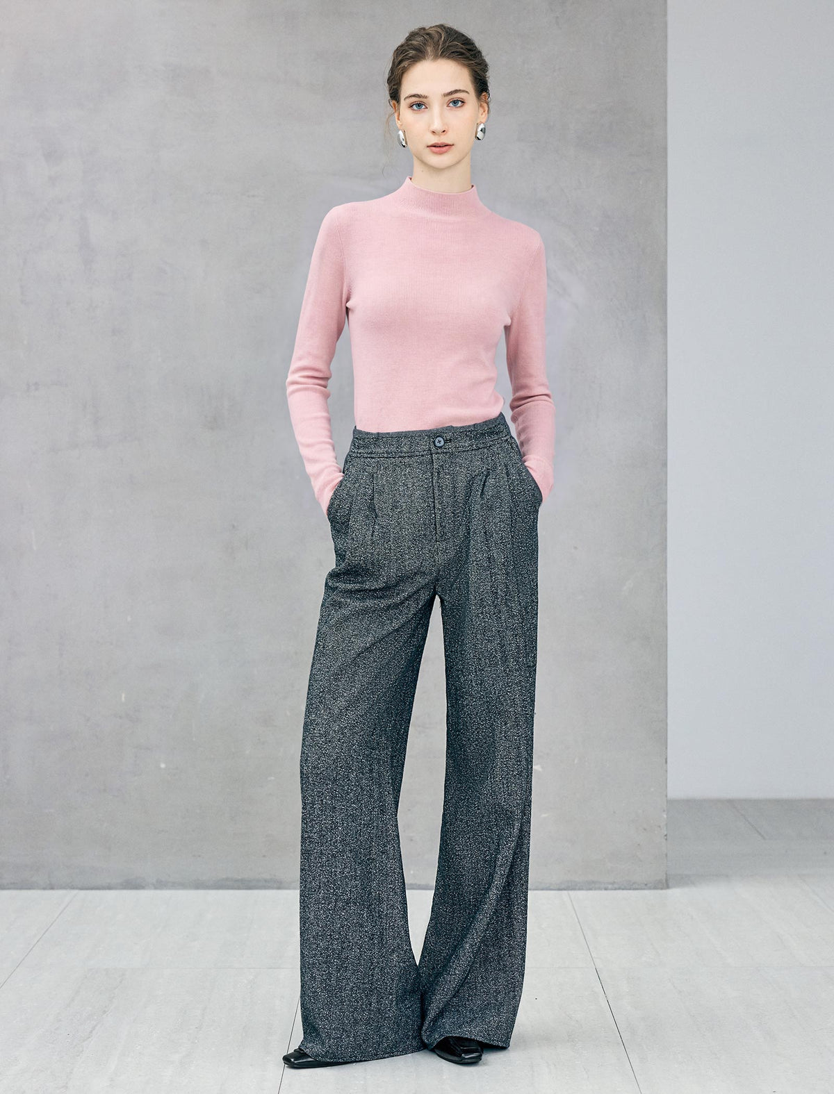 Mock Neck Long Sleeve Knit Top