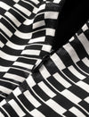Checkered Wrap V-Neck Midi Dress