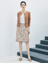 High Waist Floral Jacquard A Line Midi Skirt