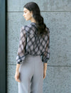 Bow‑Tie Plaid Long Sleeve Blouse