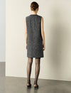 Tweed Sleeveless V-Neck Dress with Trim