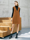 Wool Blend Knit V-Neck Sleeveless Dress