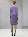 Wool Blend Shimmer Tie-Neck Cable-Knit Sweater