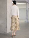 Vintage Floral Print Midi Chiffon Skirt