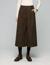 Double-Pleat Cuffed Cropped Wide-Leg Pants