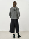 Stripe Long-Sleeve Hooded Henley Top