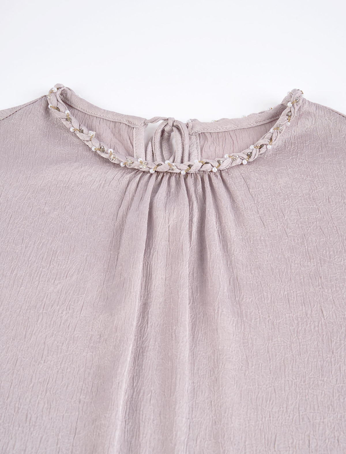 Embellished Neckline Textured Top
