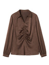 Ruched Front Collared Shirt