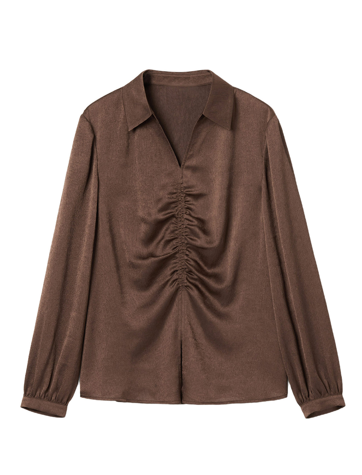Ruched Front Collared Shirt