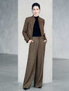 Wool Blend Mandarin Collar Cropped Jacket