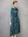 Embroidered Paisley Crewneck Sleeveless A-Line Midi Dress