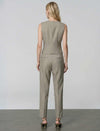 Sage Green Wool High Waist Straight Leg Cropped Office Pants